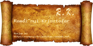Reményi Krisztofer névjegykártya